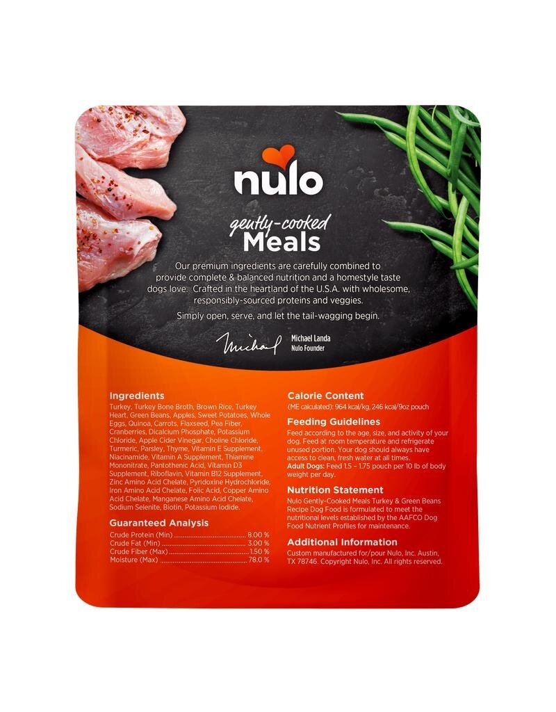 Nulo Nulo Dog Gently Cooked Pouch | Turkey & Green Beans Recipe 9 oz single