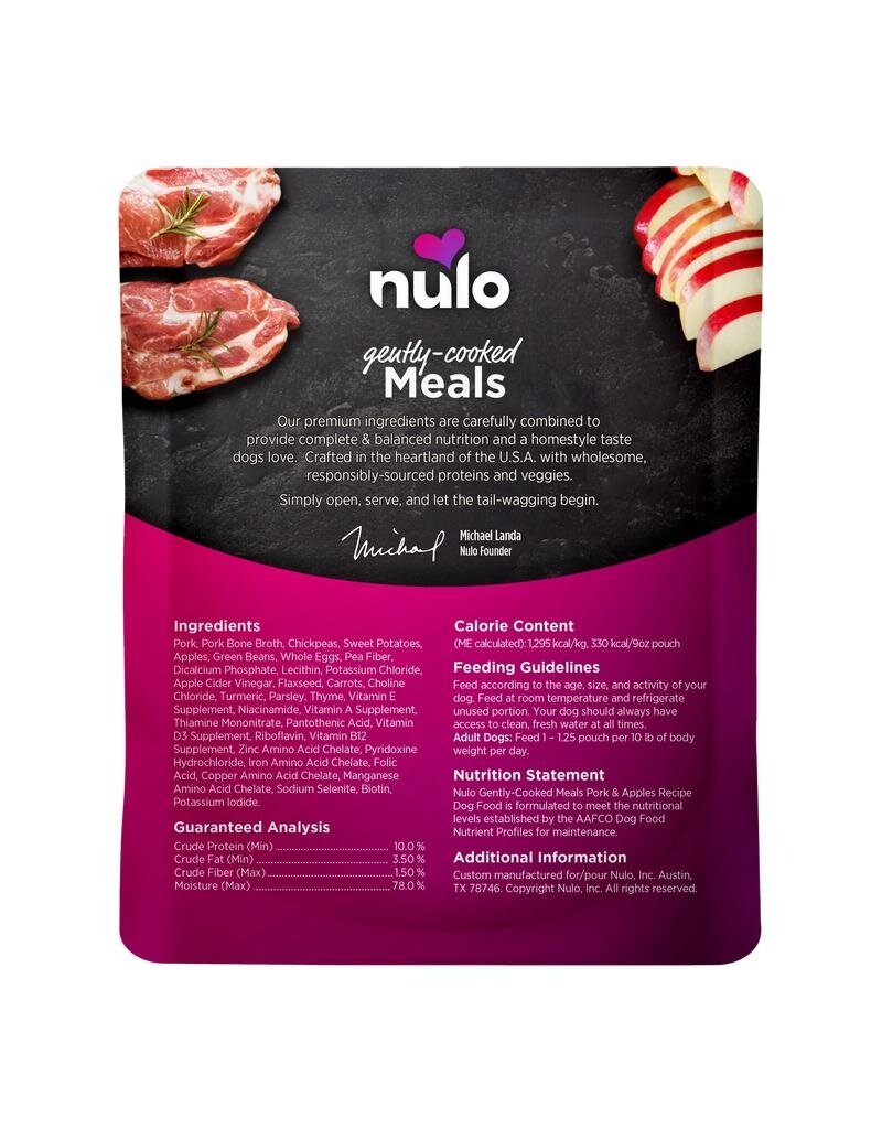 Nulo Nulo Dog Gently Cooked Pouch | Pork & Apple Recipe 9 oz single