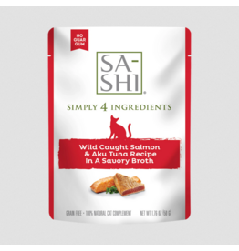 RAWZ RAWZ Sa-Shi Cat Pouch Topper | Salmon & Aku Tuna in Broth 1.76 oz single