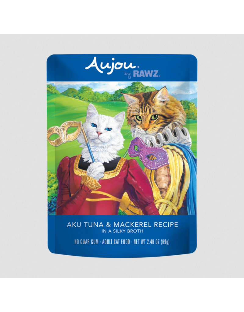 RAWZ RAWZ Aujou Cat Pouch | Shredded Aku Tuna & Mackerel in Broth 2.46 oz CASE/8