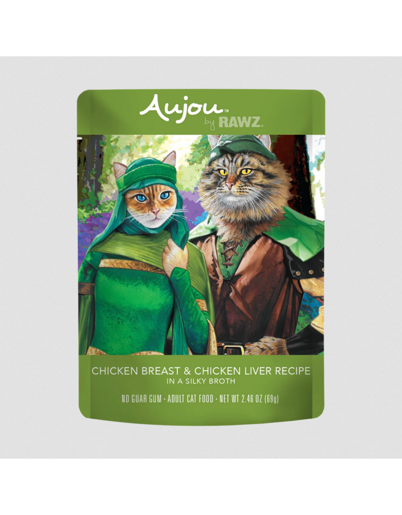 RAWZ RAWZ Aujou Cat Pouch | Shredded Chicken Breast & Chicken Liver  in Broth 2.46 oz single