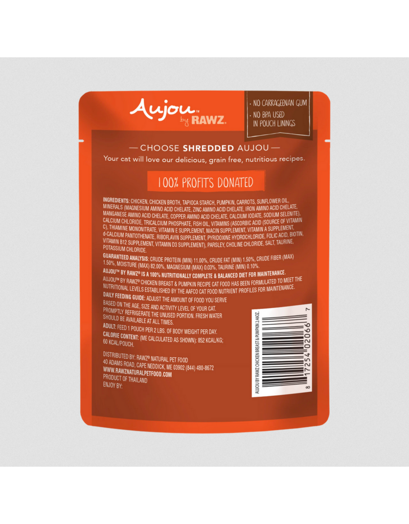RAWZ RAWZ Aujou Cat Pouch | Shredded Chicken Breast & Pumpkin in Broth 2.46 oz single