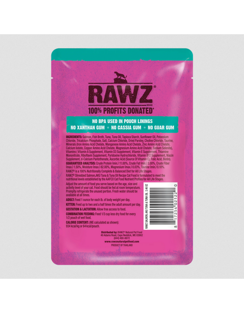 RAWZ RAWZ Cat Pouch | Shredded Salmon, Aku Tuna & Tuna Oil Recipe 2.46 oz single