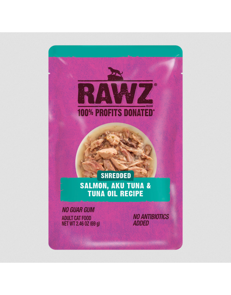 RAWZ RAWZ Cat Pouch | Shredded Salmon, Aku Tuna & Tuna Oil Recipe 2.46 oz single