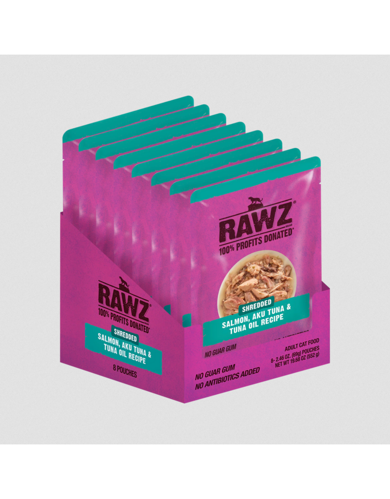 RAWZ RAWZ Cat Pouch | Shredded Salmon, Aku Tuna & Tuna Oil Recipe 2.46 oz CASE/8