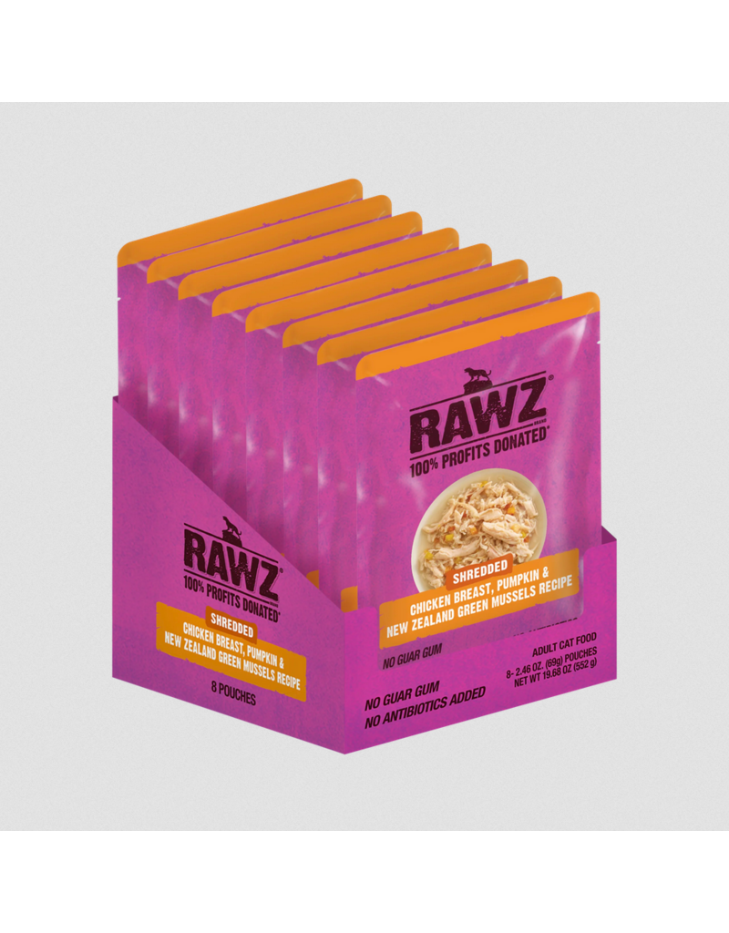 RAWZ RAWZ Cat Pouch | Shredded Chicken Breast, Pumpkin & Green Mussels Recipe 2.46 oz CASE/8