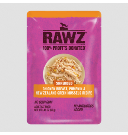 RAWZ RAWZ Cat Pouch | Shredded Chicken Breast, Pumpkin & Green Mussels Recipe 2.46 oz single