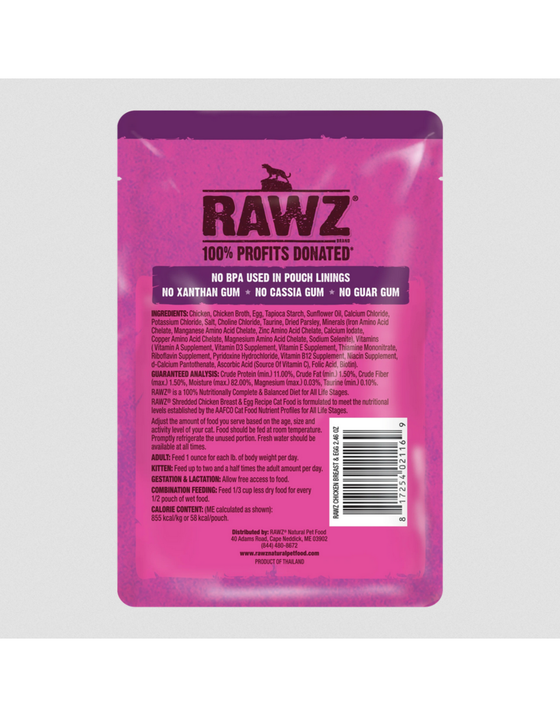 RAWZ RAWZ Cat Pouch | Shredded Chicken Breast & Egg Recipe 2.46 oz single