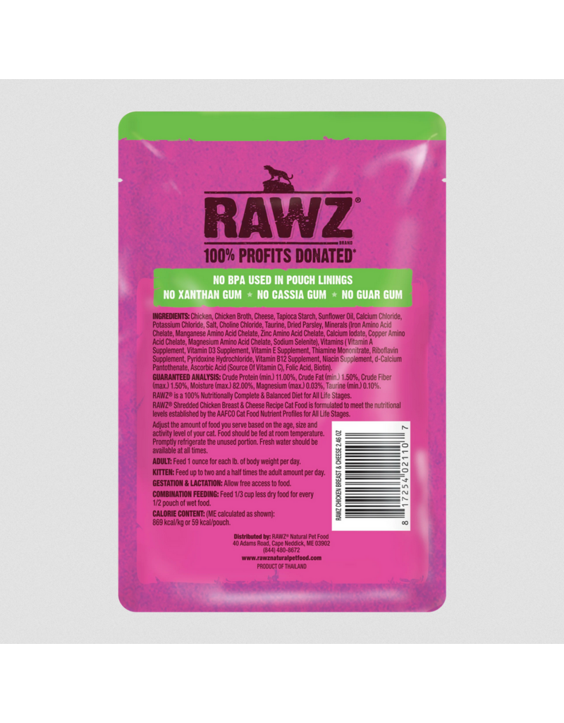 RAWZ RAWZ Cat Pouch | Shredded Chicken Breast & Cheese Recipe 2.46 oz single