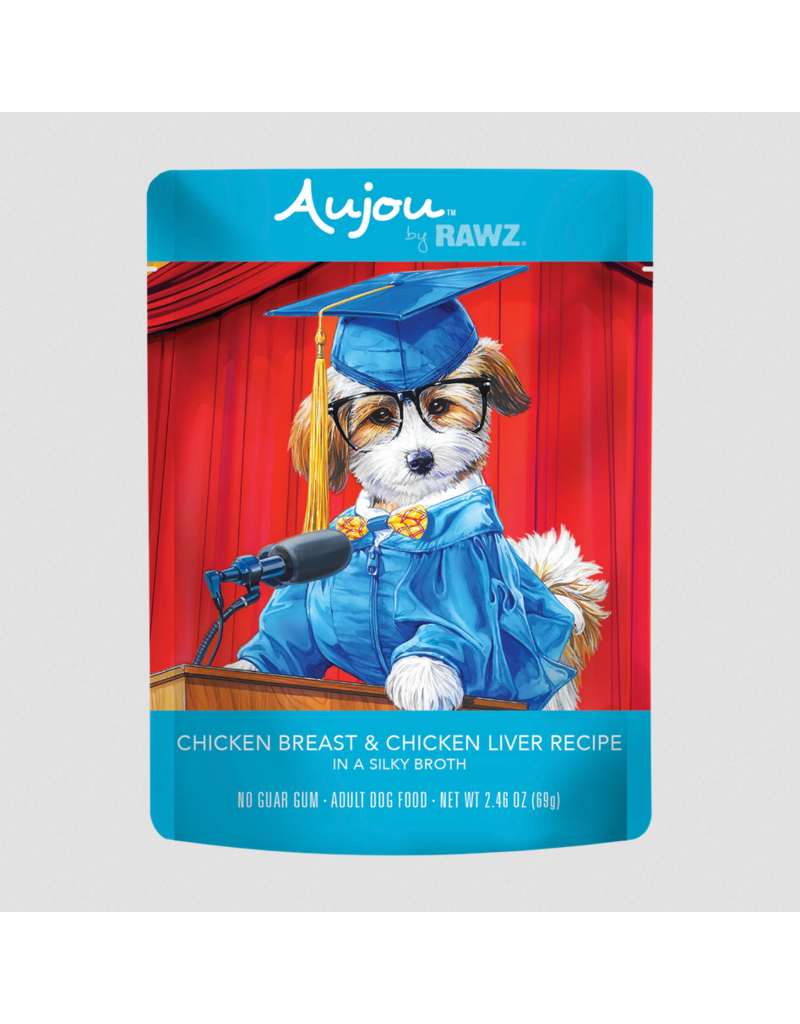 RAWZ RAWZ Aujou Dog Pouch | Shredded Chicken Breast & Chicken Liver in Broth 2.46 oz single