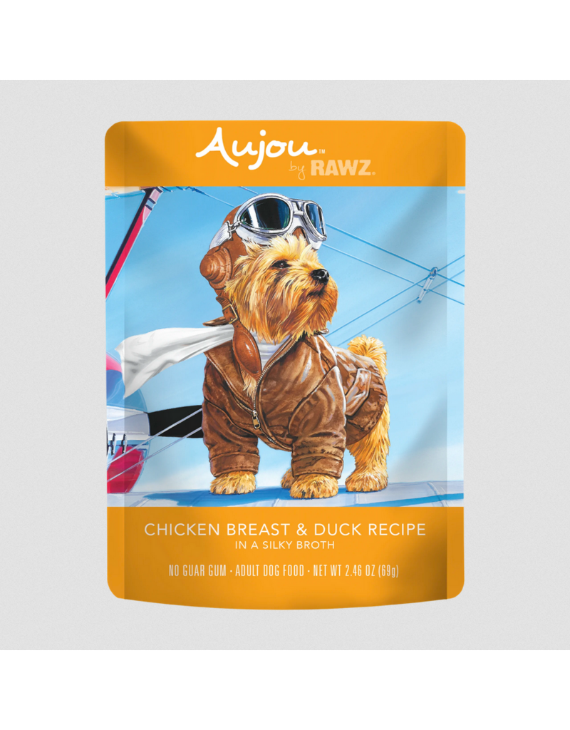 RAWZ RAWZ Aujou Dog Pouch | Shredded Chicken Breast & Duck in Broth 2.46 oz single
