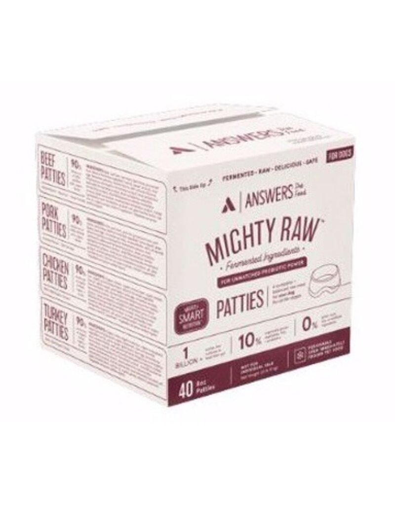 Answer's Pet Food Answers Detailed Frozen Dog Patties | Beef 20 lb BULK Box (*Frozen Products for Local Delivery or In-Store Pickup Only. *)