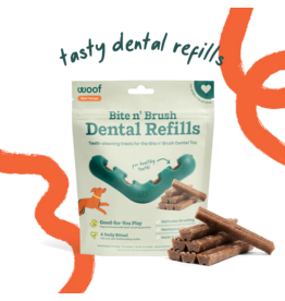 Woof Woof Bite N Brush | Beef Recipe Refill Chews 18 Ct