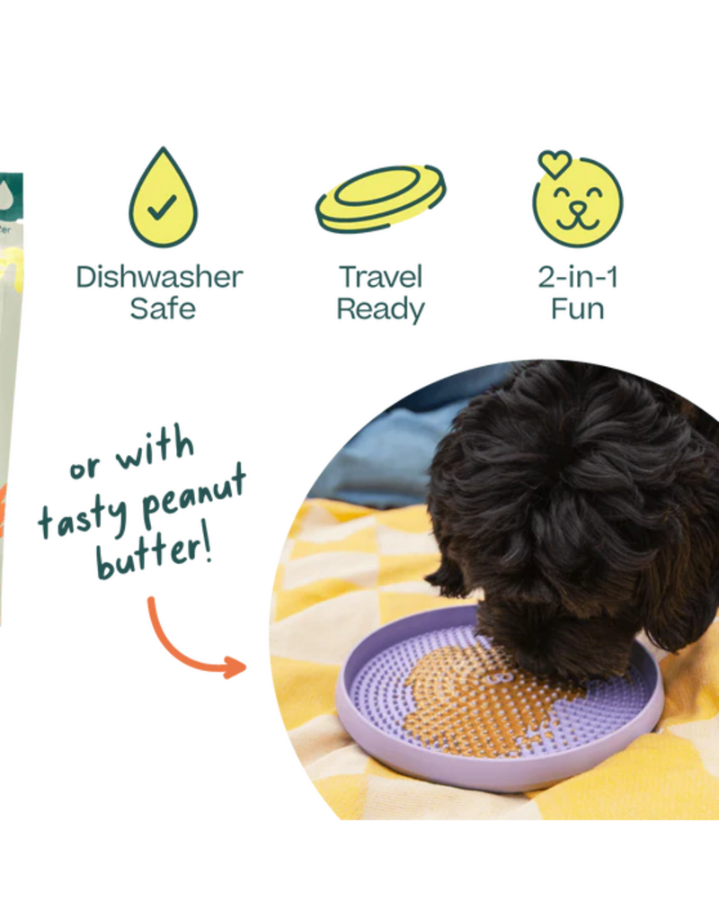 Woof Woof Dog Toys | Fly N Feed Disc & Lick Mat Lavender