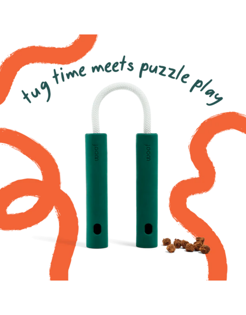Woof Woof Dog Toys | Nomchucks 2-in-1 Tug & Treat Toy Forest Green