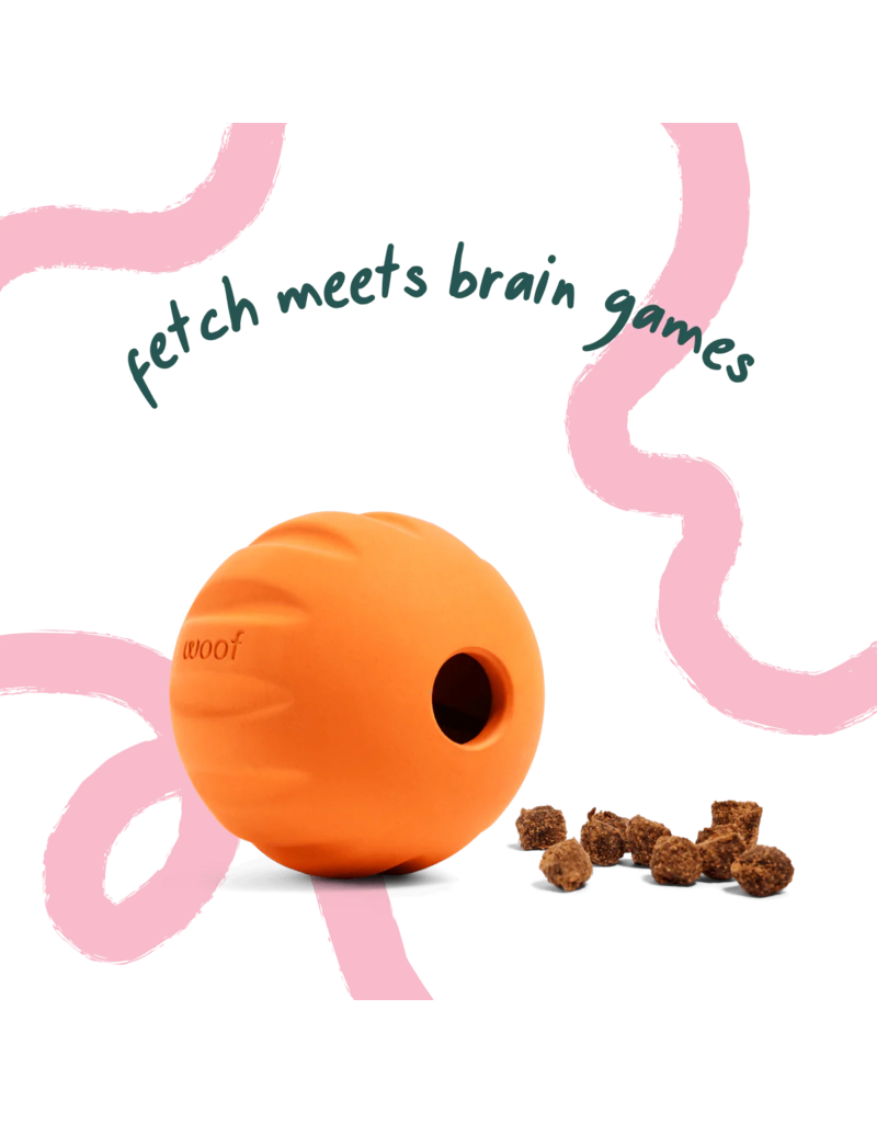 Woof Woof Dog Toys | Flyball 2-in-1 Single Fetch Toy Orange