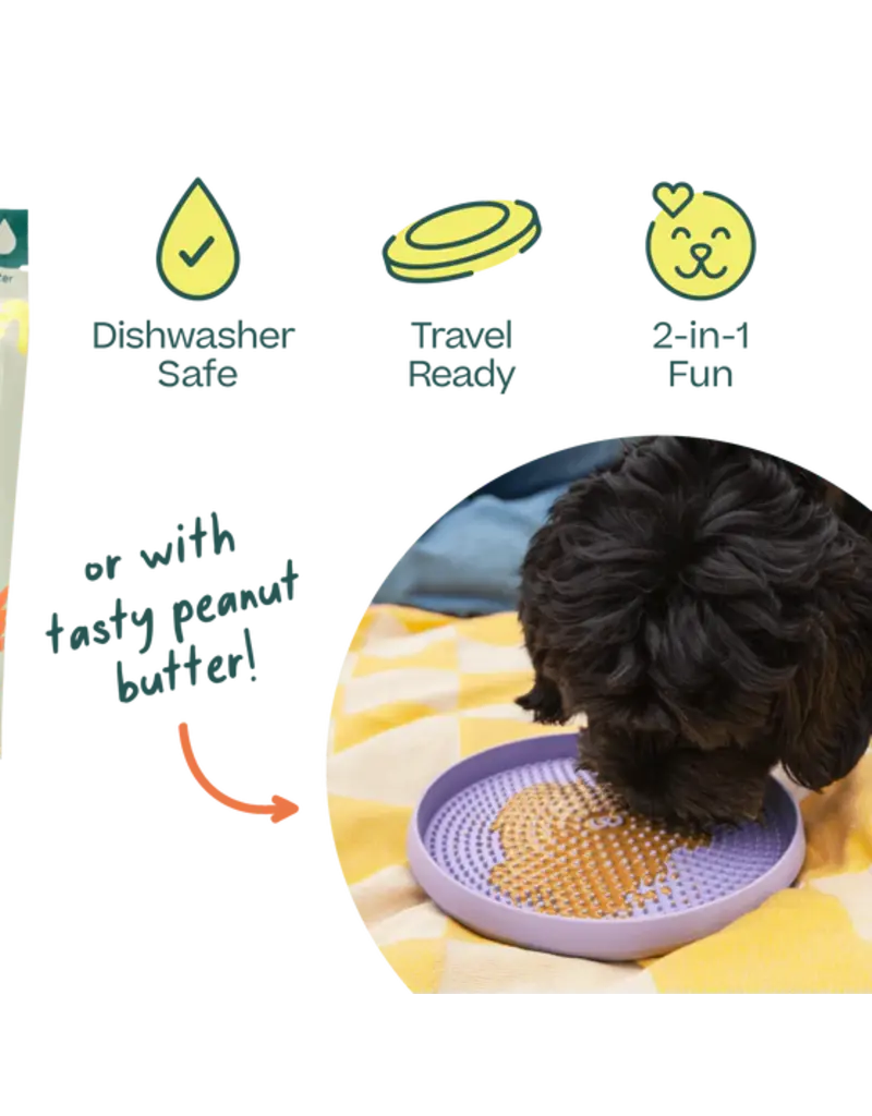 Woof Woof Dog Toys | Fly N Feed Disc & Lick Mat Lavender