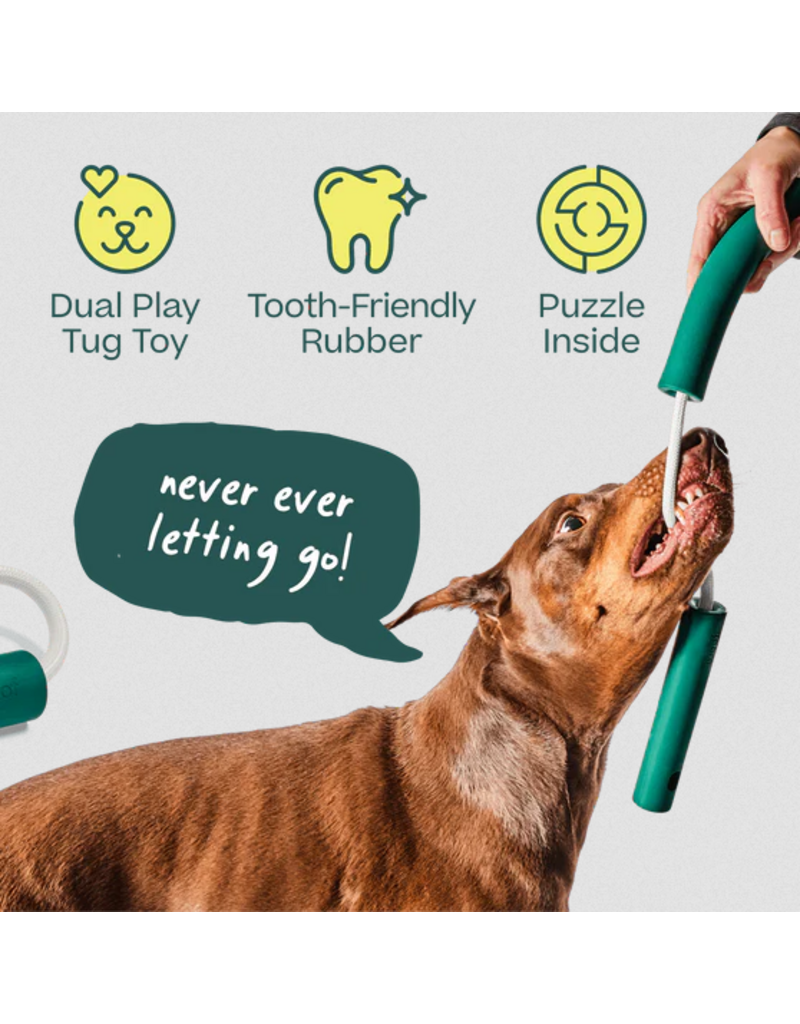 Woof Woof Dog Toys | Nomchucks 2-in-1 Tug & Treat Toy Forest Green