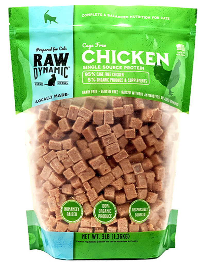 Raw Dynamic Raw Dynamic Frozen Raw Cat Food | Cage Free Chicken Cubes with Bone Broth 3 lb (*Frozen Products for Local Delivery or In-Store Pickup Only. *)