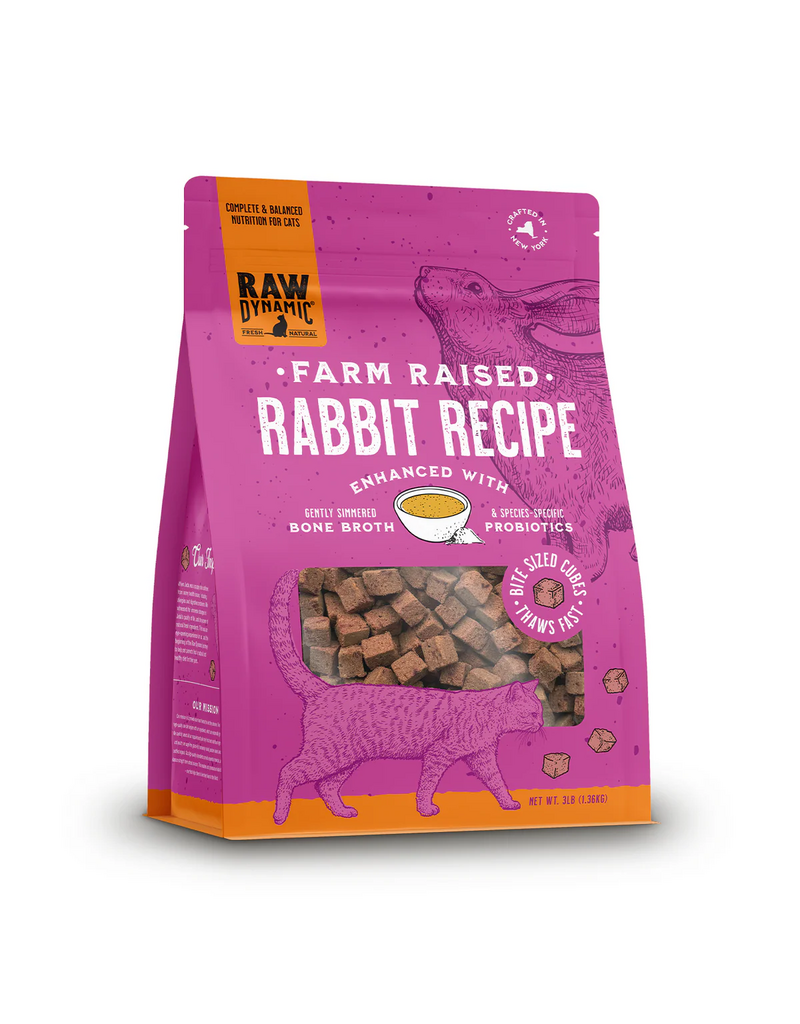 Raw Dynamic Raw Dynamic Frozen Raw Cat Food | Farm Raised Rabbit Cubes with Bone Broth 3 lb (*Frozen Products for Local Delivery or In-Store Pickup Only. *)
