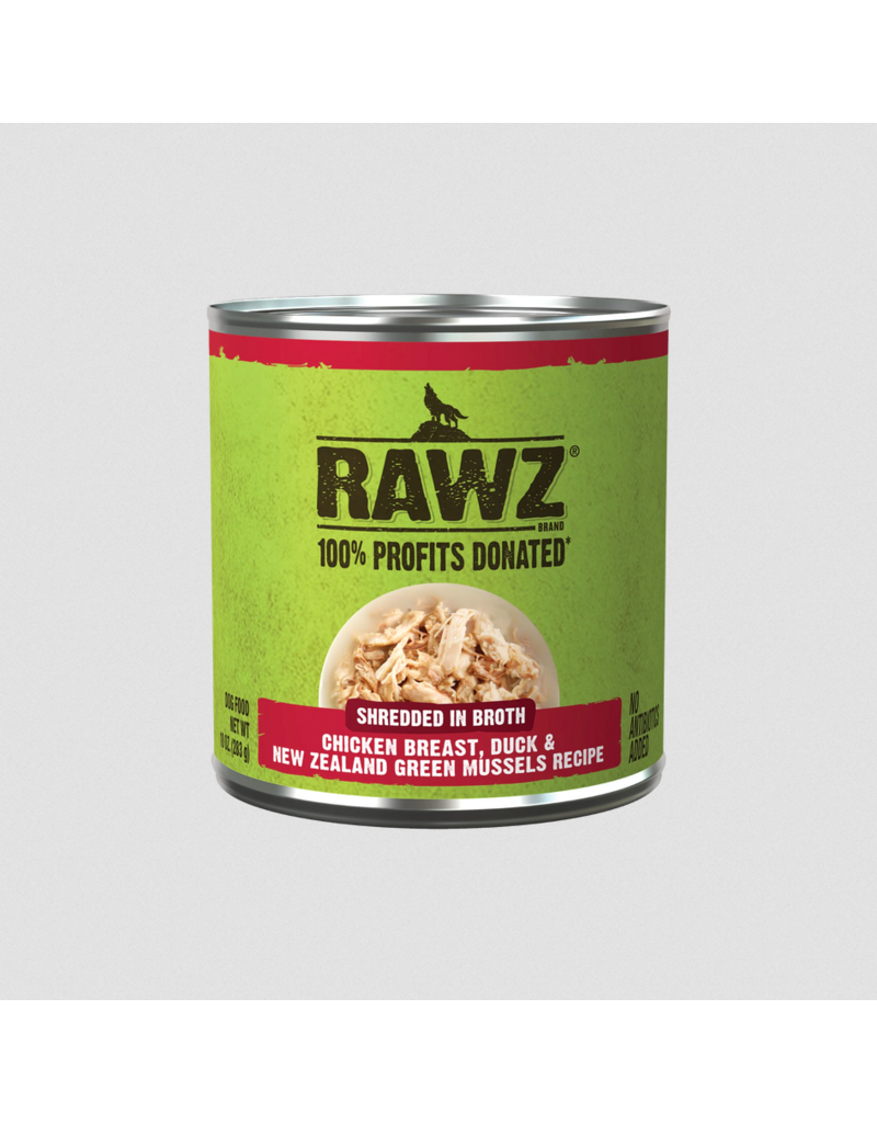 RAWZ RAWZ Canned Dog Food | Shredded Chicken Breast, Duck & Green Mussels in Broth 10 oz CASE/12