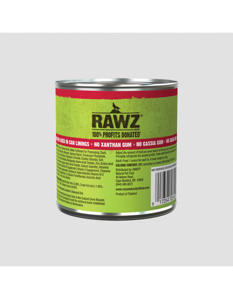 RAWZ RAWZ Canned Dog Food | Shredded Chicken Breast, Duck & Green Mussels in Broth 10 oz single