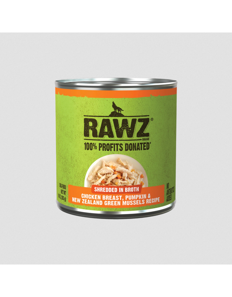 RAWZ RAWZ Canned Dog Food | Shredded Chicken Breast, Pumpkin & Green Mussels in Broth 10 oz CASE/12