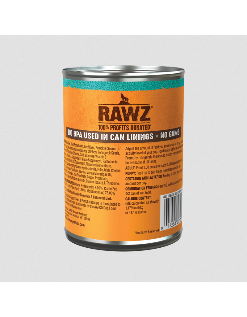 RAWZ RAWZ Canned Dog Food | Beef & Pumpkin Digestive Support Pate 12.5 oz CASE/12