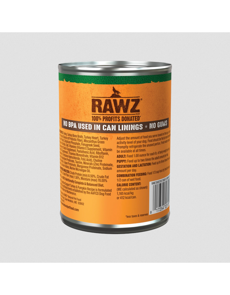 RAWZ RAWZ Canned Dog Food | Turkey & Pumpkin Digestive Support Pate 12.5 oz CASE/12
