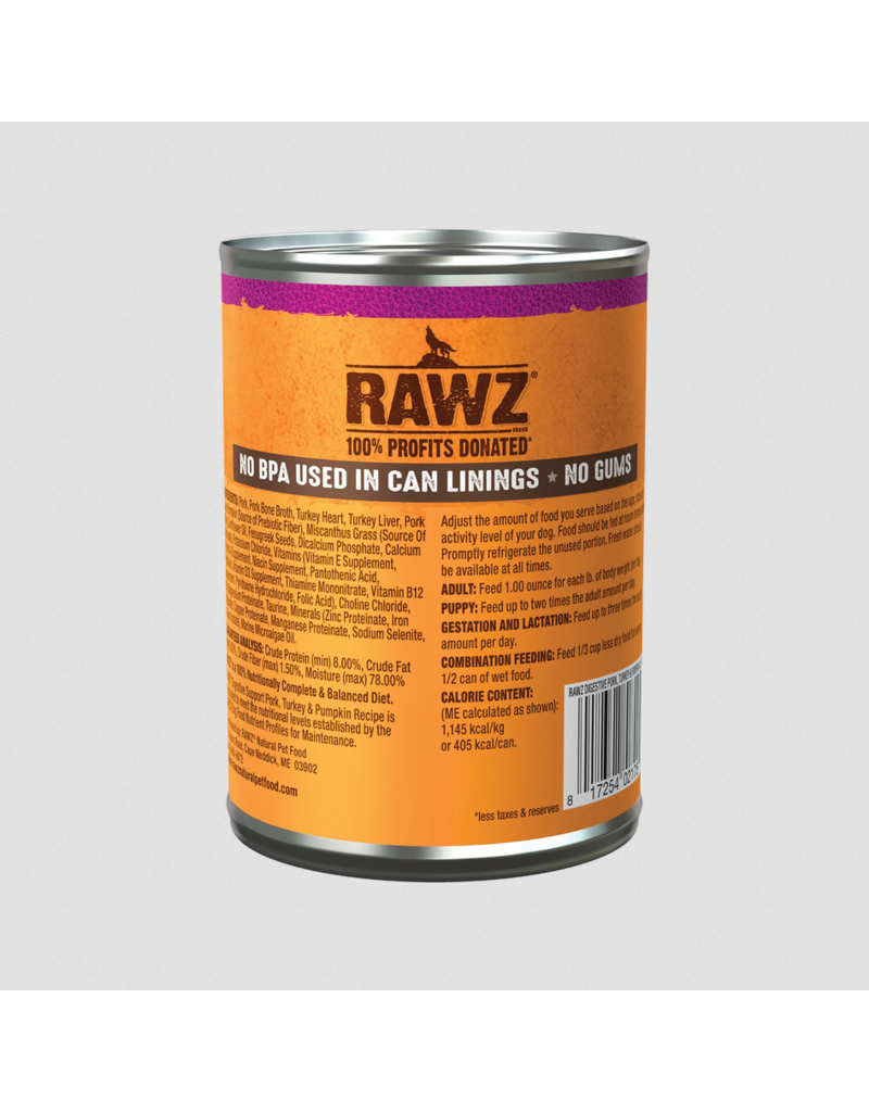 RAWZ RAWZ Canned Dog Food | Pork, Turkey & Pumpkin Digestive Support Pate 12.5 oz CASE/12