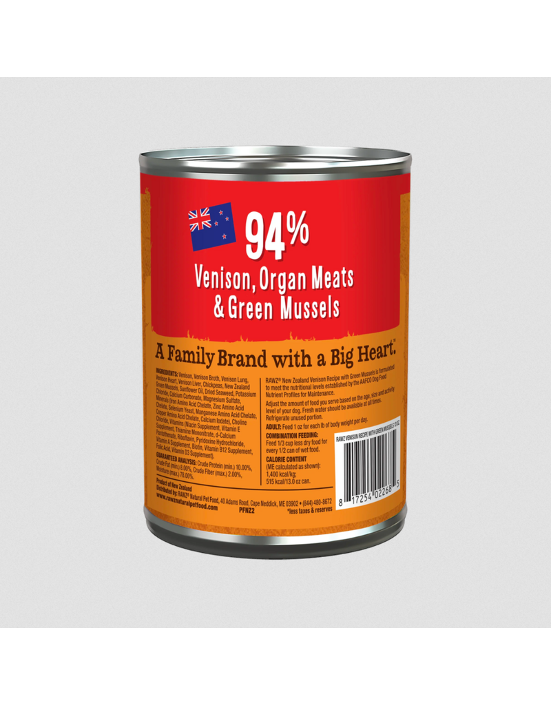 RAWZ RAWZ Canned Dog Food | Venison with Green Mussels Pate 13 oz CASE/12