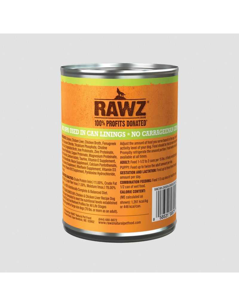 RAWZ RAWZ Canned Dog Food | Chicken & Chicken Liver Pate 12.5 oz CASE/12