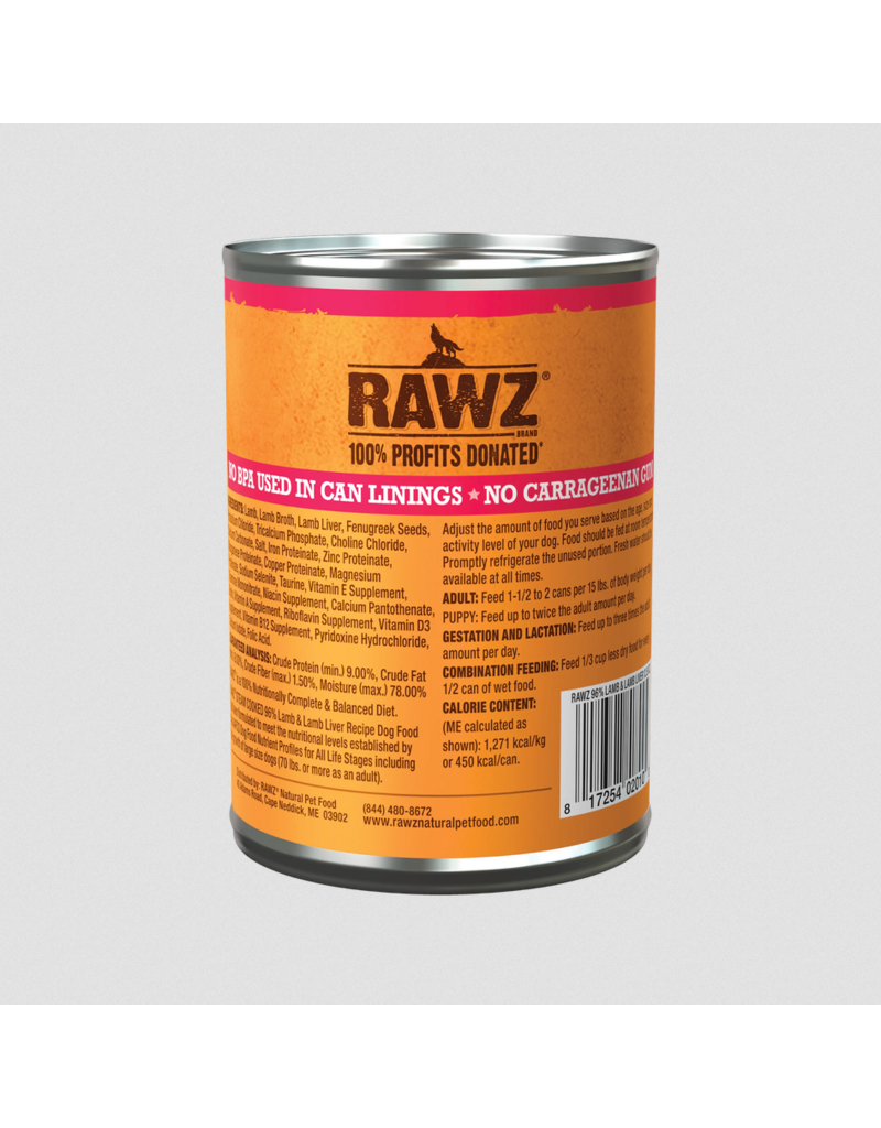 RAWZ RAWZ Canned Dog Food | Lamb & Lamb Liver Pate 12.5 oz single
