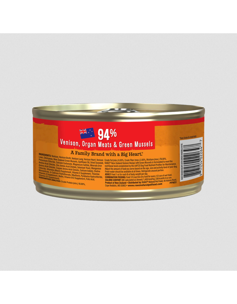 RAWZ RAWZ Canned Dog Food | Venison with Green Mussels Pate 6 oz single