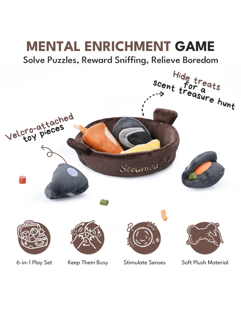 Chewffon Chewffon Plush Dog Toy | Steamed Mussels Hide & Seek Toy