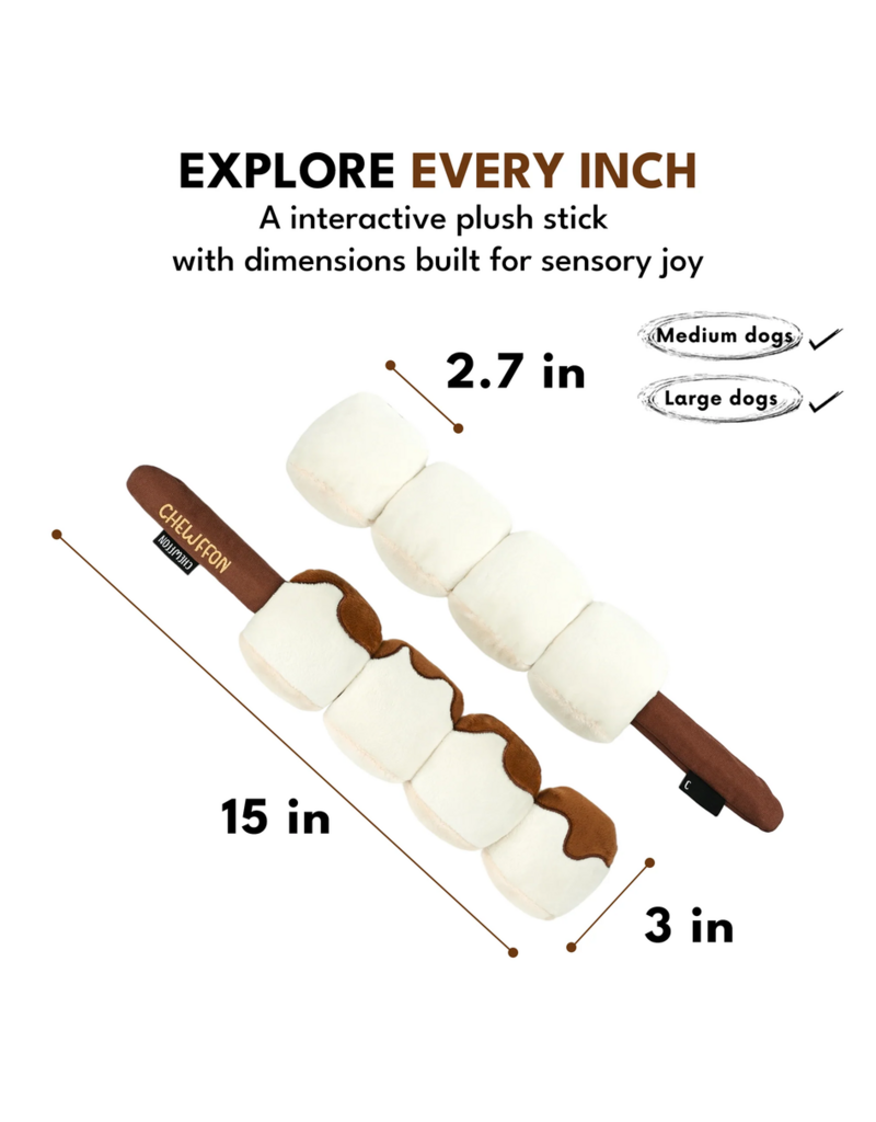 Chewffon Chewffon Plush Dog Toy | S'Mores Stick Squeaky Toy