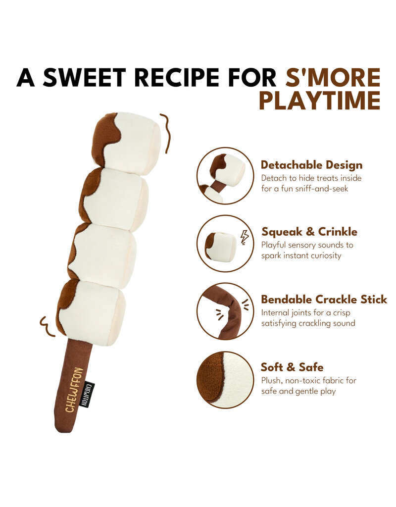 Chewffon Chewffon Plush Dog Toy | S'Mores Stick Squeaky Toy
