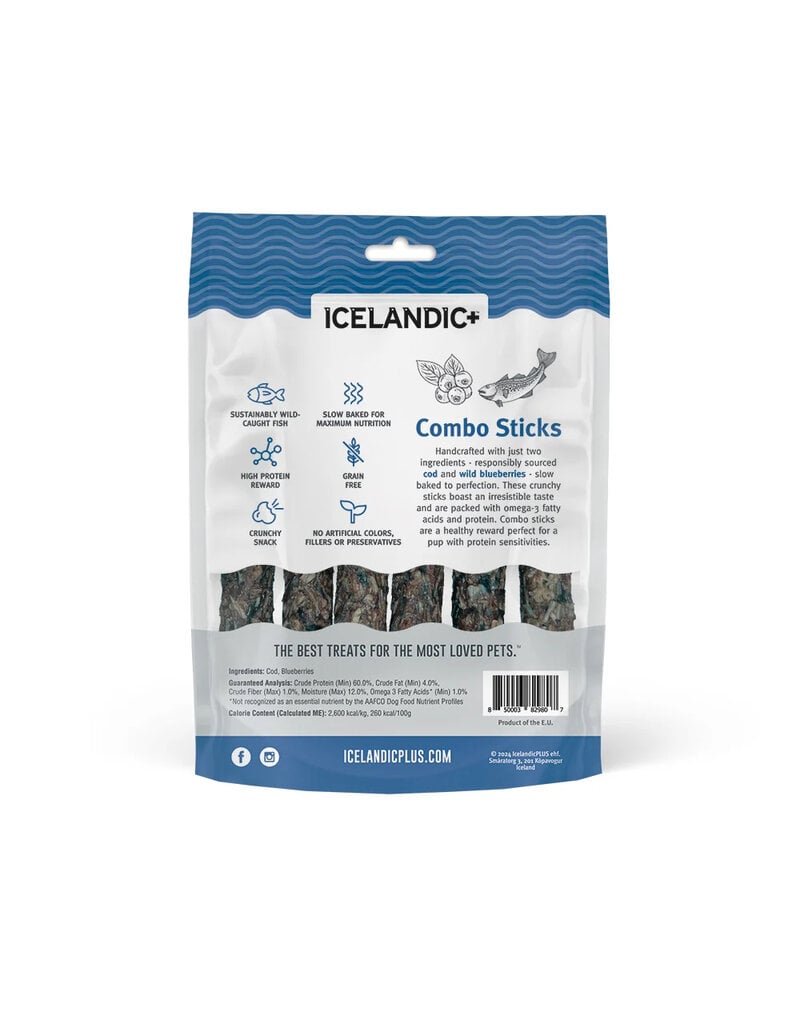 IcelandicPLUS Icelandic+ Dog Treats | Cod & Blueberry Combo Sticks 5.1 oz 16 pk