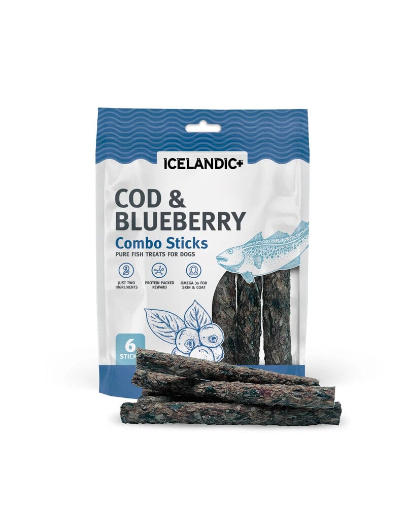 IcelandicPLUS Icelandic+ Dog Treats | Cod & Blueberry Combo Sticks 5.1 oz 16 pk