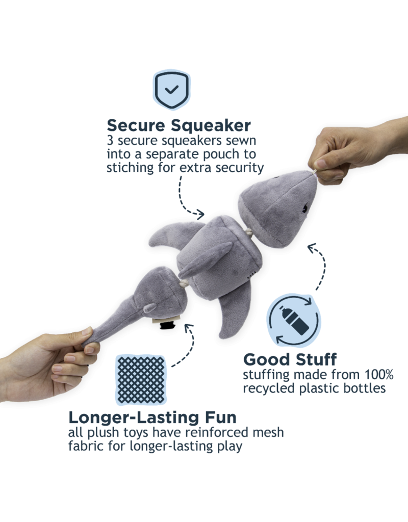 Tall Tails Tall Tails Plush Dog Toys | Jointed Shark with Rope 14"