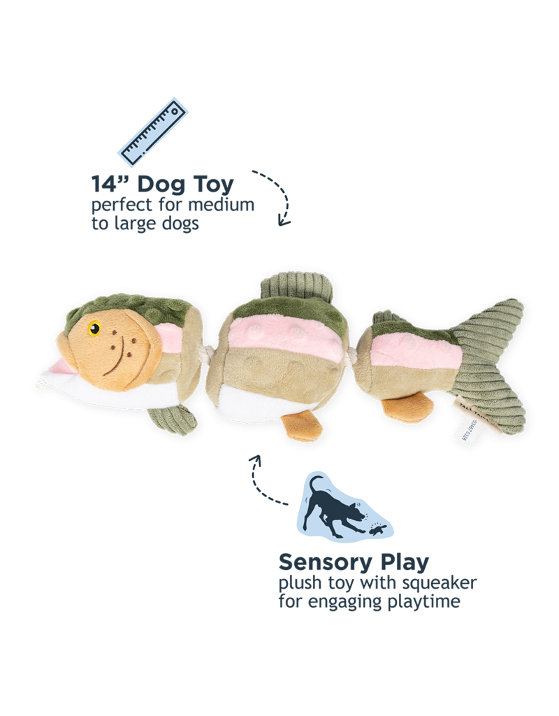 Tall Tails Tall Tails Plush Dog Toys | Jointed Trout with Rope 14"
