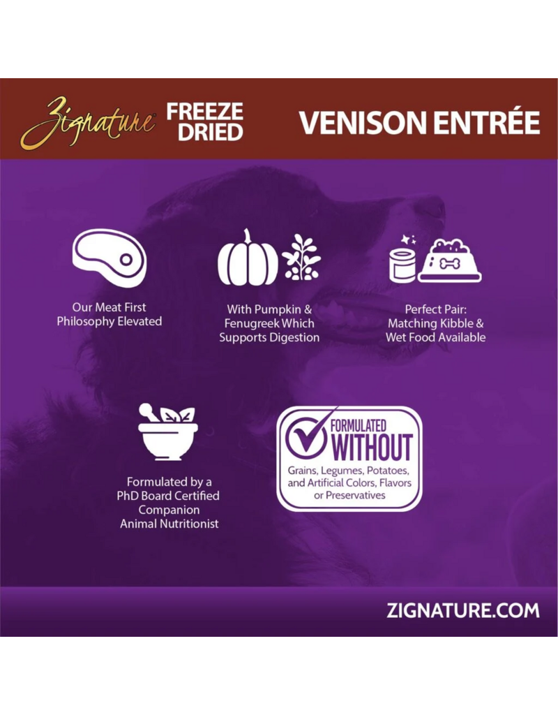 Zignature Zignature Freeze Dried Dog Food | Venison Entrée 4 oz
