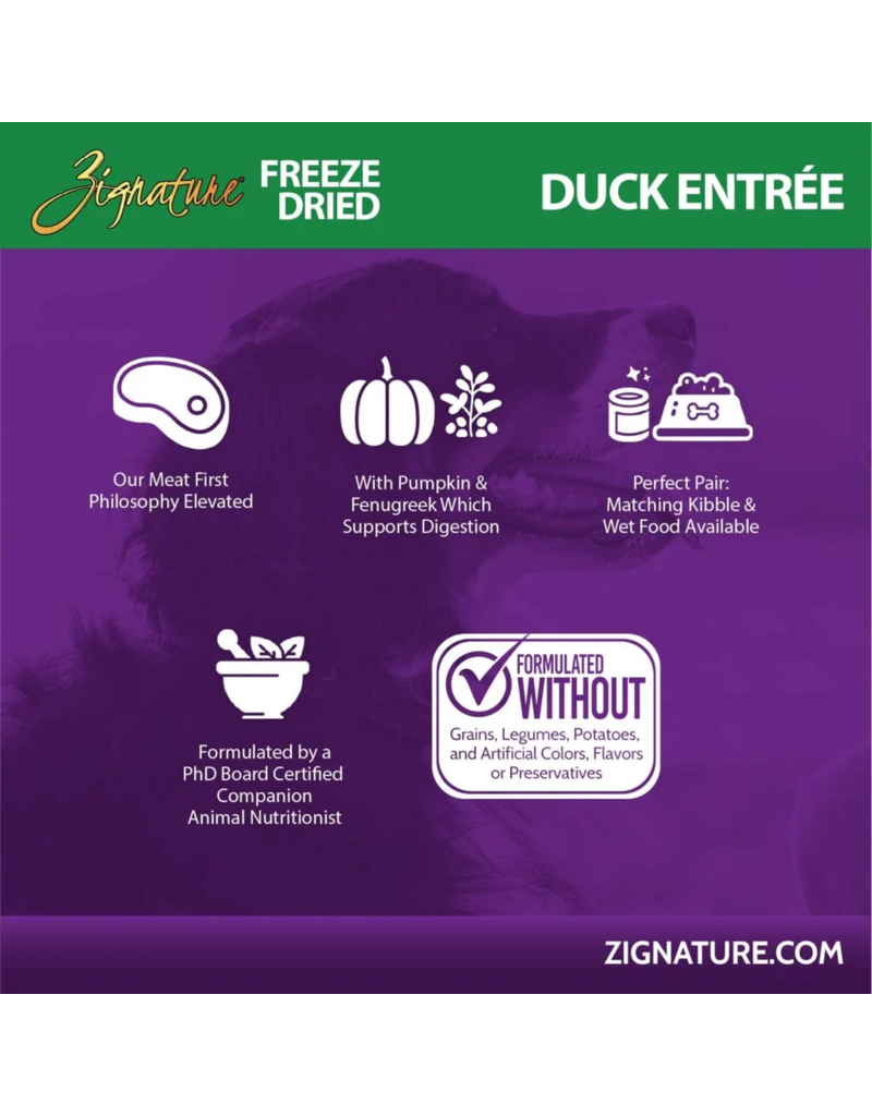 Zignature Zignature Freeze Dried Dog Food | Duck Entrée 4 oz
