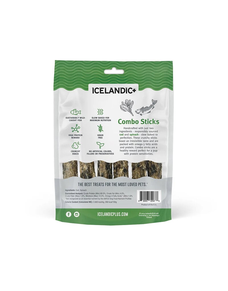 IcelandicPLUS Icelandic+ Dog Treats | Cod & Spinach Combo Sticks 5.1 oz 16 pk