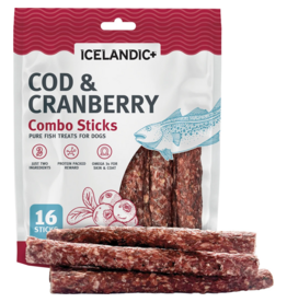 IcelandicPLUS Icelandic+ Dog Treats | Cod & Cranberry Combo Sticks 5.1 oz 16 pk