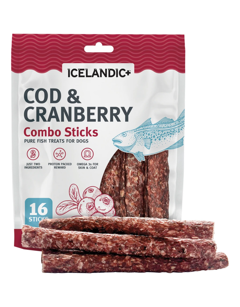IcelandicPLUS Icelandic+ Dog Treats | Cod & Cranberry Combo Sticks 5.1 oz 16 pk