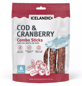 IcelandicPLUS Icelandic+ Dog Treats | Cod & Cranberry Combo Sticks 5.1 oz 6 pk