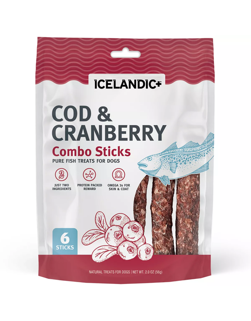 IcelandicPLUS Icelandic+ Dog Treats | Cod & Cranberry Combo Sticks 5.1 oz 6 pk