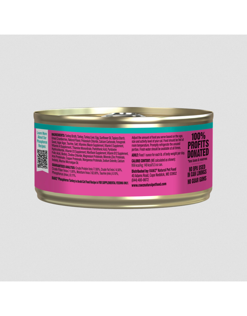 RAWZ RAWZ Canned Cat Food | Low Phosphorus Turkey in Broth Pate 5.5 oz CASE/24