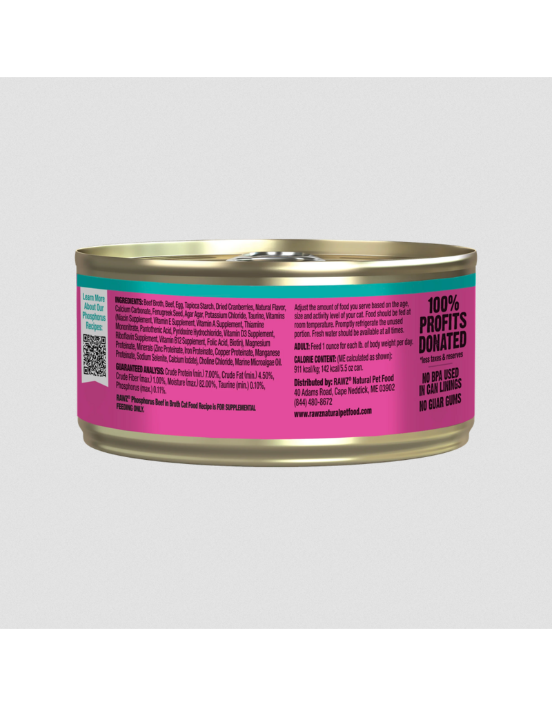 RAWZ RAWZ Canned Cat Food | Low Phosphorus Beef in Broth Pate 5.5 oz single